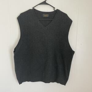 Vintage Brooks Brothers Lambswool Sweater Vest XL Gray Preppy Old Money Academia